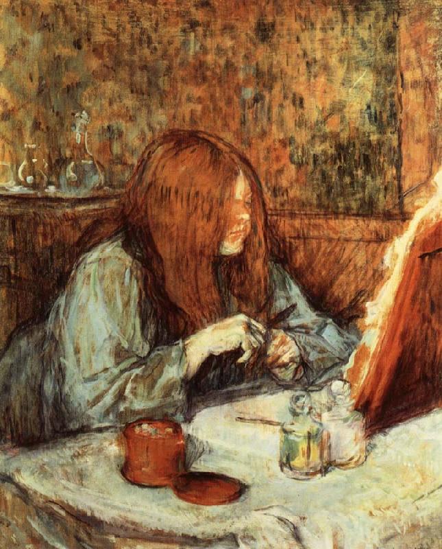 Henri  Toulouse-Lautrec At the Dressing Table Madame Poupoule oil painting picture